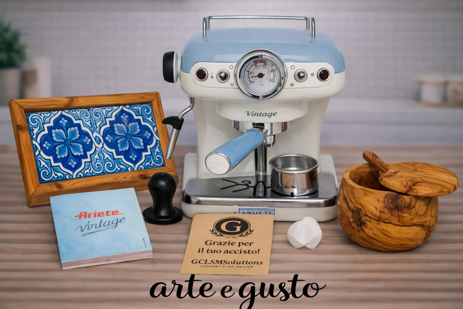 Set Caffè Mediterraneo - Ariete Vintage e Legno d'Ulivo - Arte e Gusto