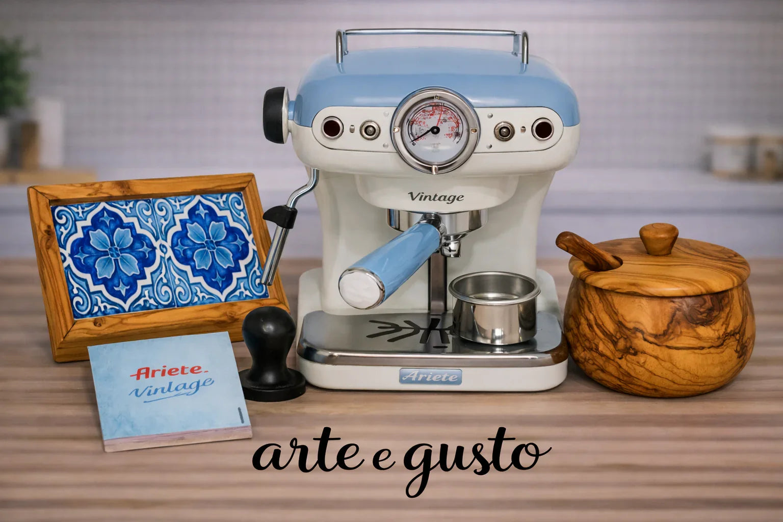 Set Caffè Mediterraneo - Ariete Vintage e Legno d'Ulivo - Arte e Gusto